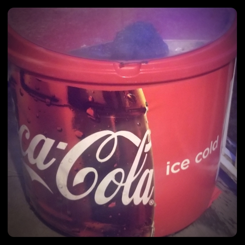 Coca cola Cooler on wheels with drain